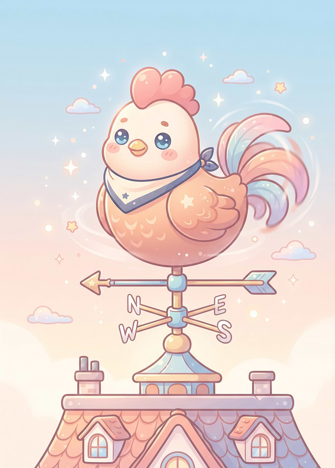 Cute Pastel Rooster Weather Vane
