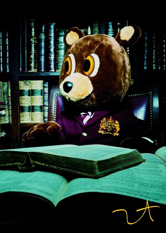 Kanye West Dropout Bear Reading
