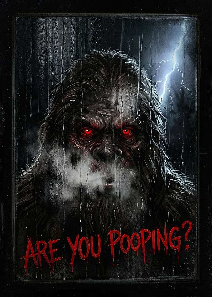 Bigfoot Are You Pooping Bathroom Sign