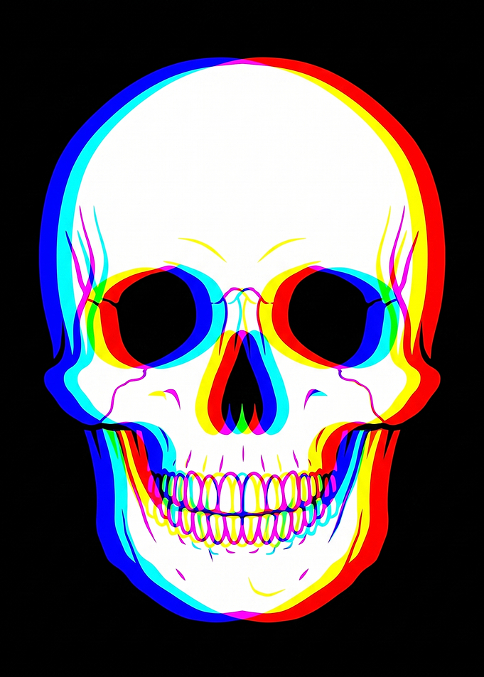 Glitch Effect Human Skull Illustration