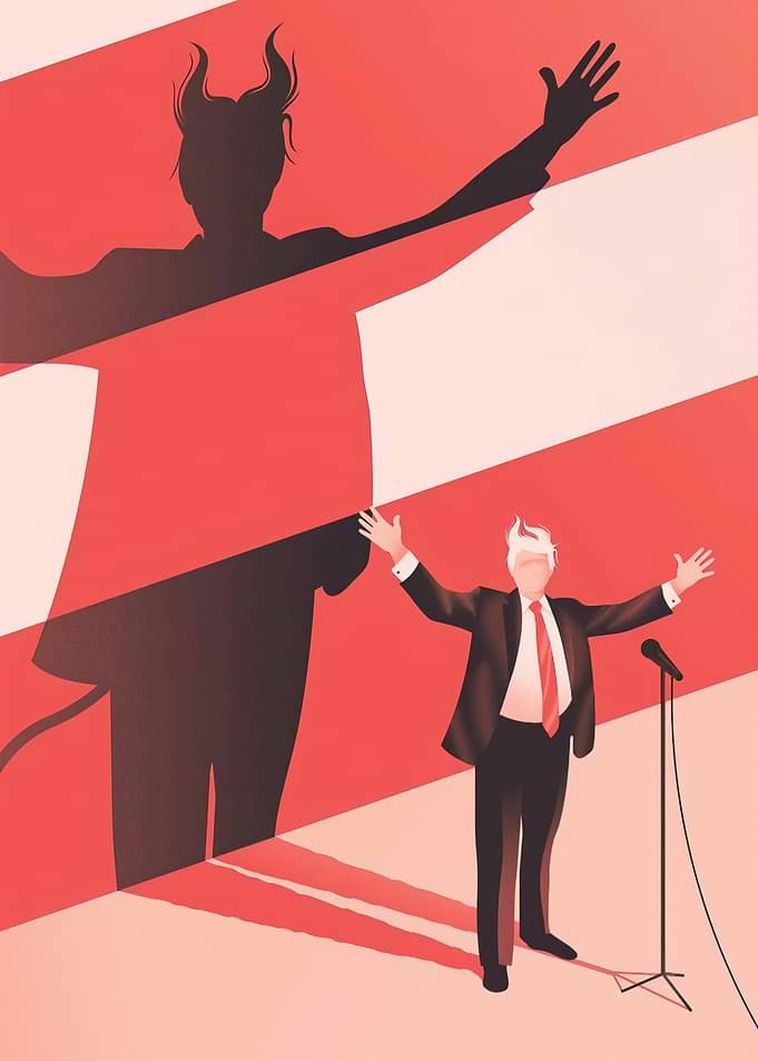 Political Satire Illustration of Donald Trump