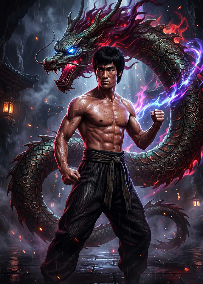 Martial Arts Dragon Fighter Poster