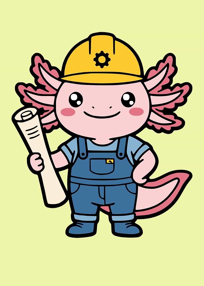 Cute Axolotl Construction Worker