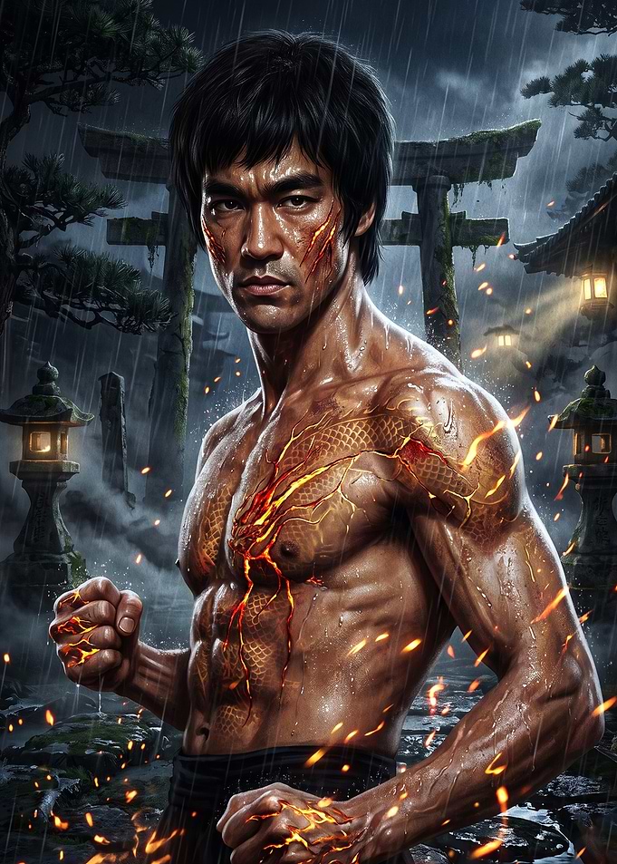 Martial Artist Rain Fire Dragon Art