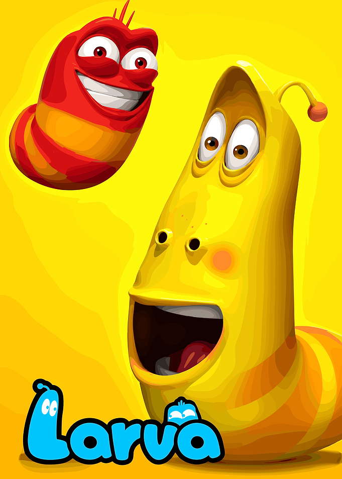Larva Cartoon Characters Red and Yellow