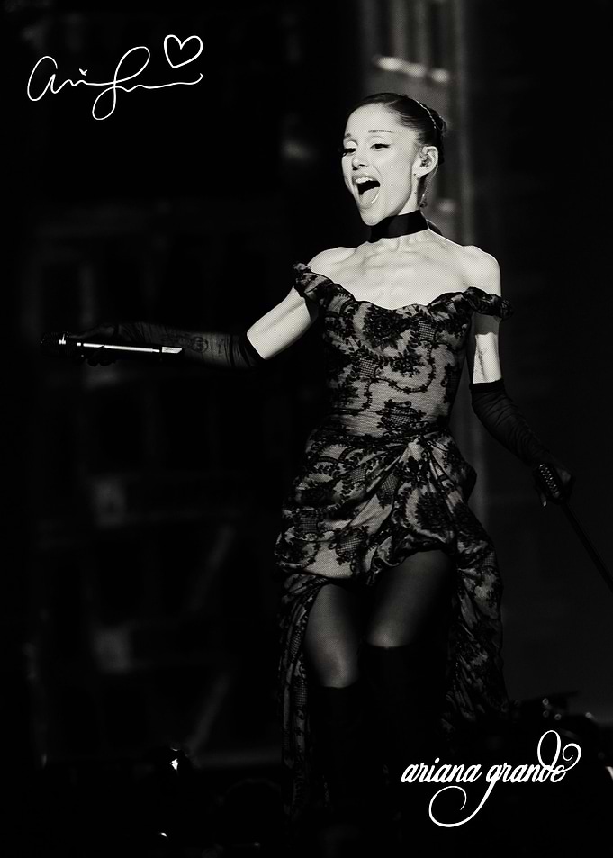Ariana Grande Performing in Lace Dress