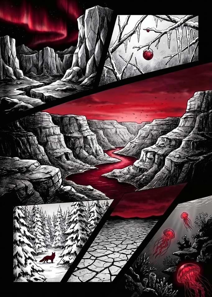 Surreal Comic Panel Landscape Montage