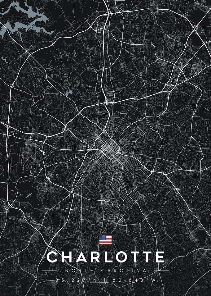 Charlotte North Carolina City Map Poster