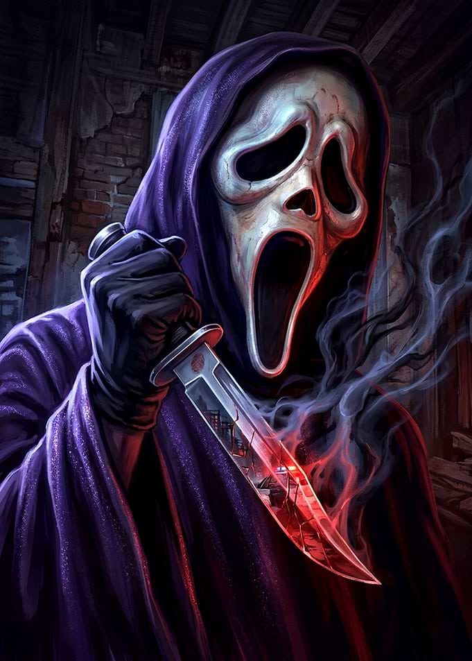Ghostface Killer with Reflective Knife