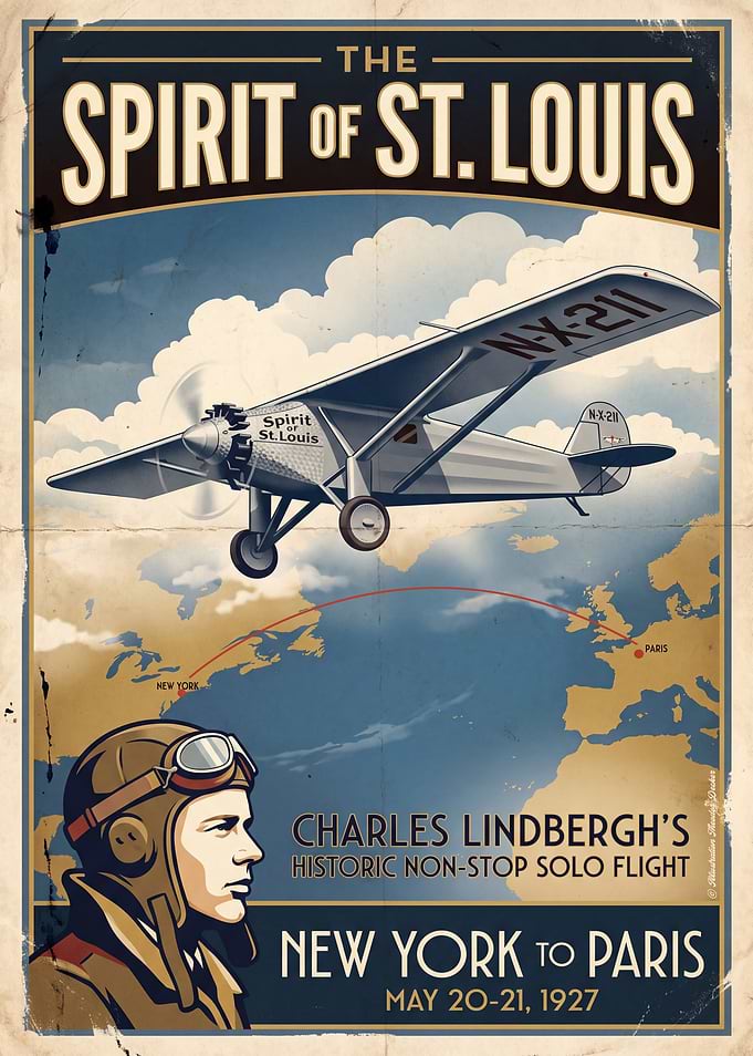 Spirit of St. Louis Vintage Poster