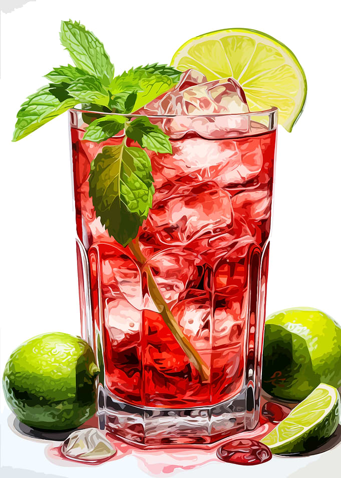 Refreshing Red Cocktail with Lime