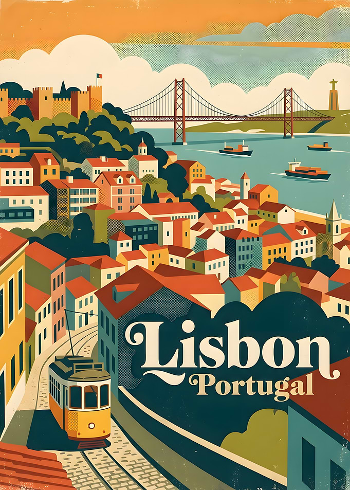 Vintage Travel Poster of Lisbon