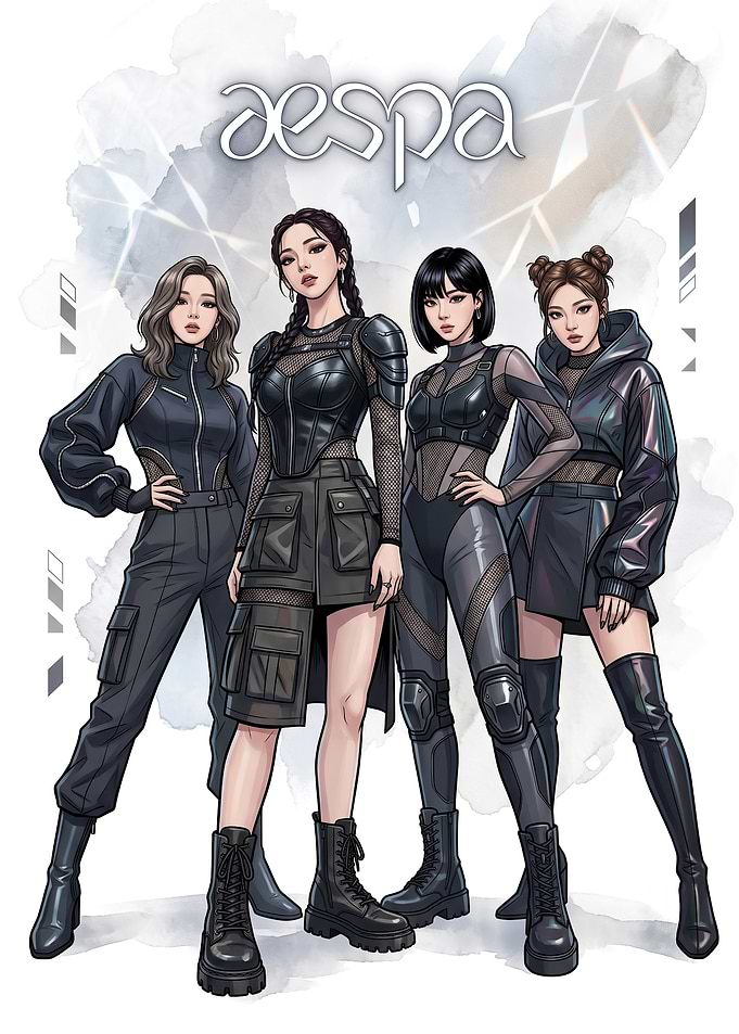 Aespa K-pop Group Illustration