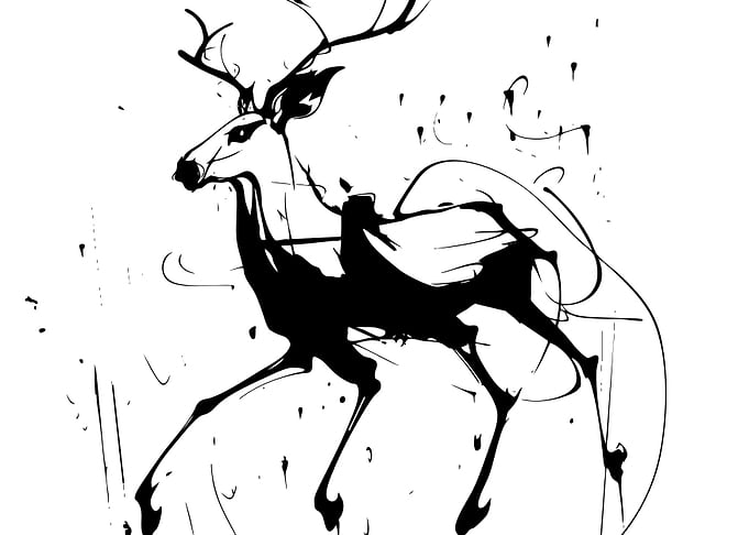 Abstract Ink Wash Style Deer
