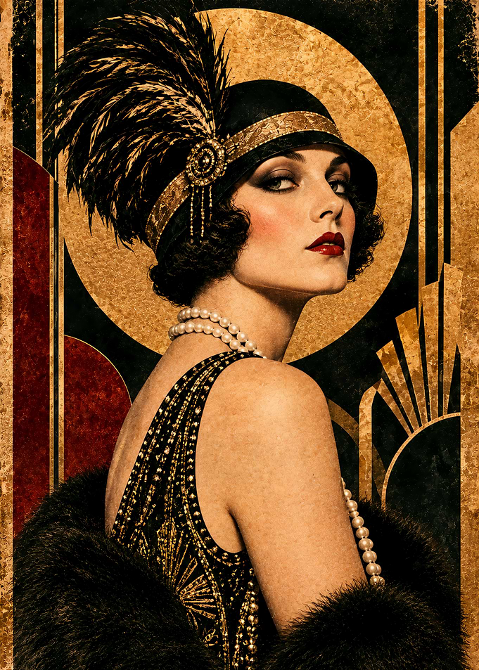 Art Deco Flapper Woman Portrait