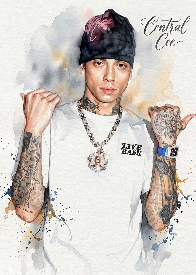 Central Cee Watercolor Portrait