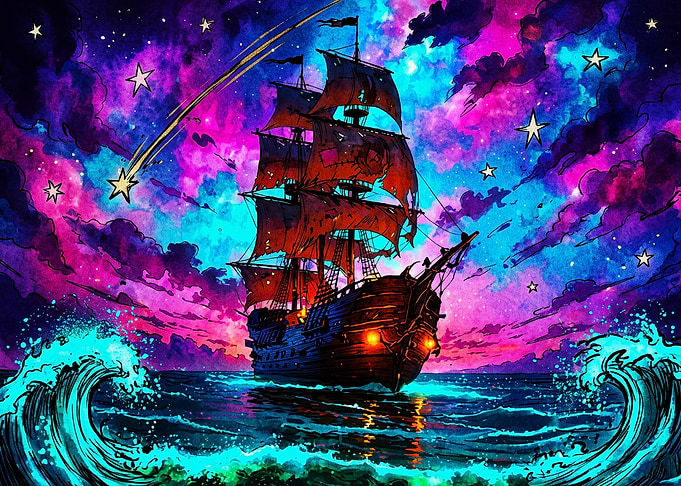 Ghost Ship on Cosmic Sea