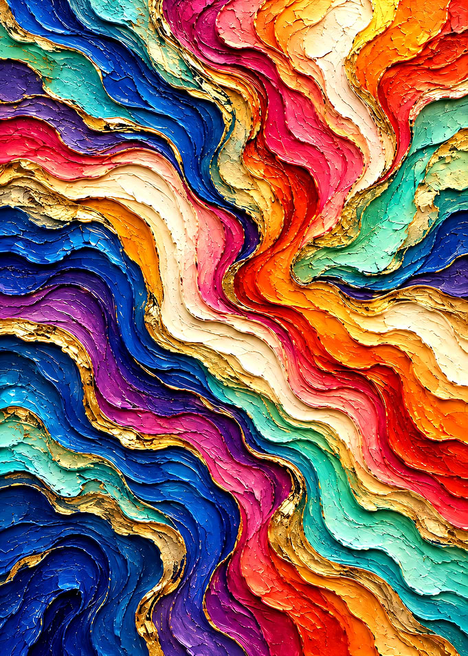 Vibrant Impasto Abstract Wave Painting