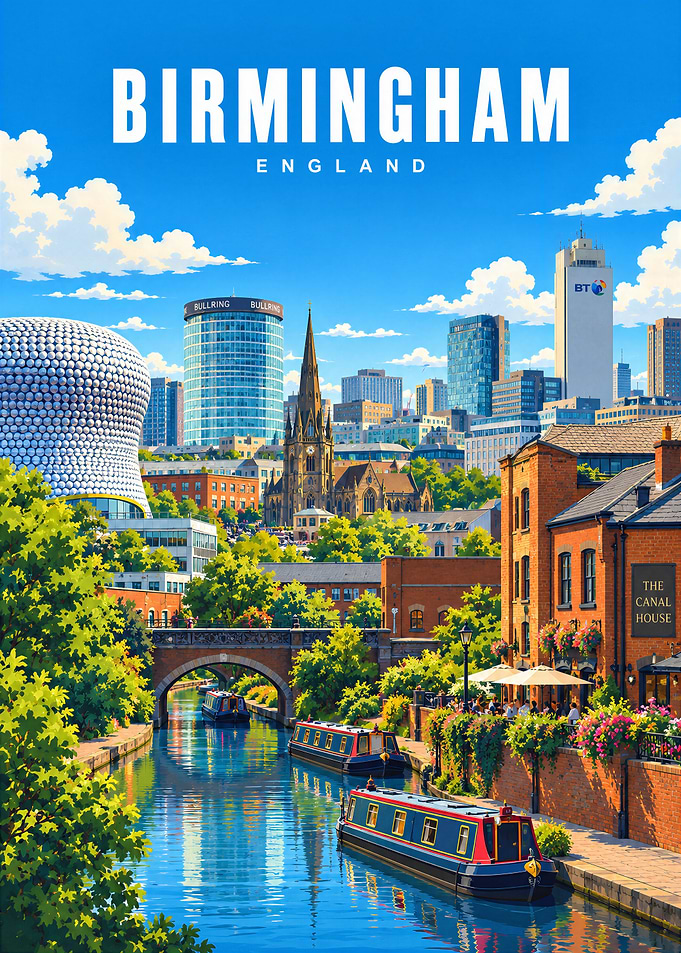 Birmingham England Travel Poster Art