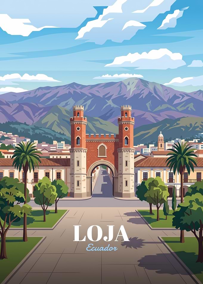 Loja Ecuador Travel Poster Illustration