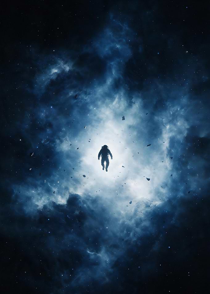 Astronaut Floating in Deep Space