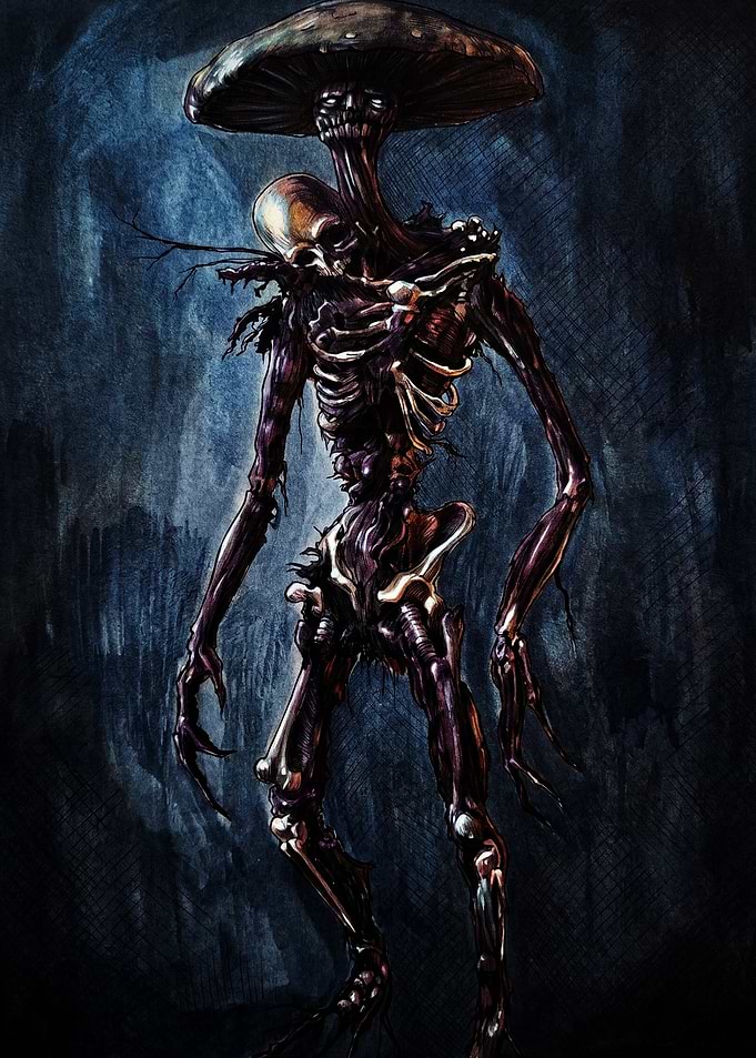 Dark Fantasy Mushroom Skeleton Creature