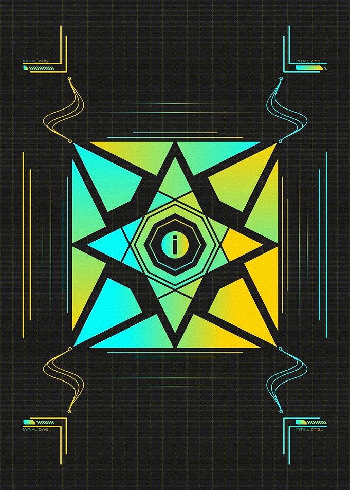 Futuristic Cyberpunk HUD Interface Neon Sci Fi Poster