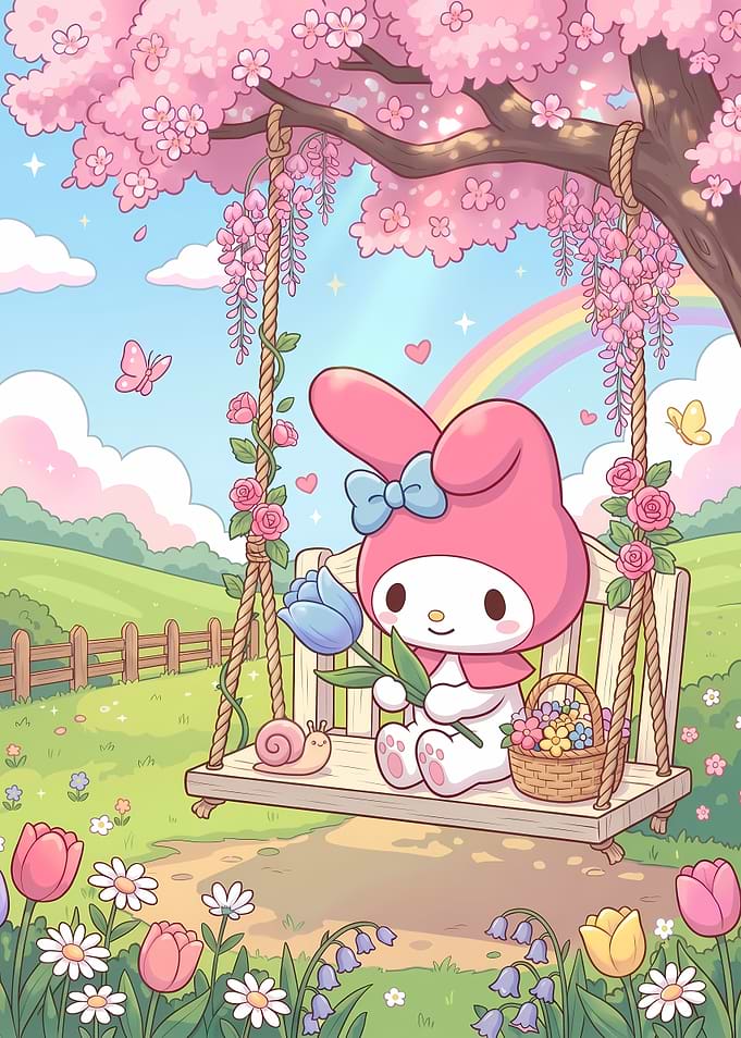 My Melody on a Spring Swing