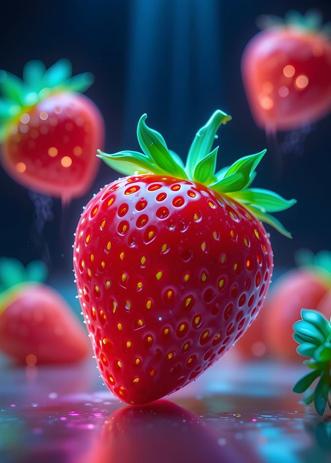 Strawberries in Neon Light