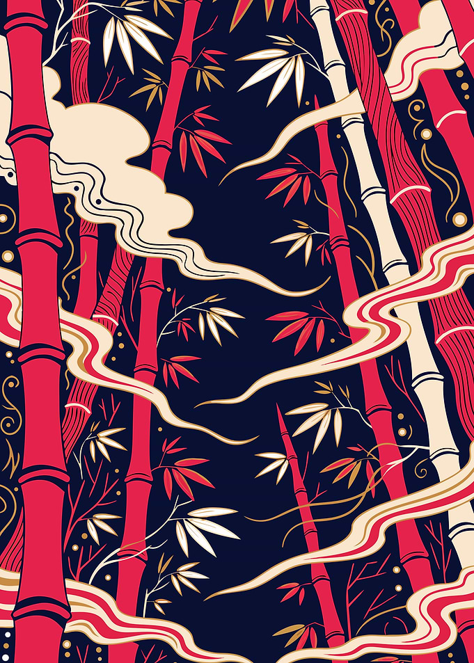 Bamboo Grove in Indigo Mist