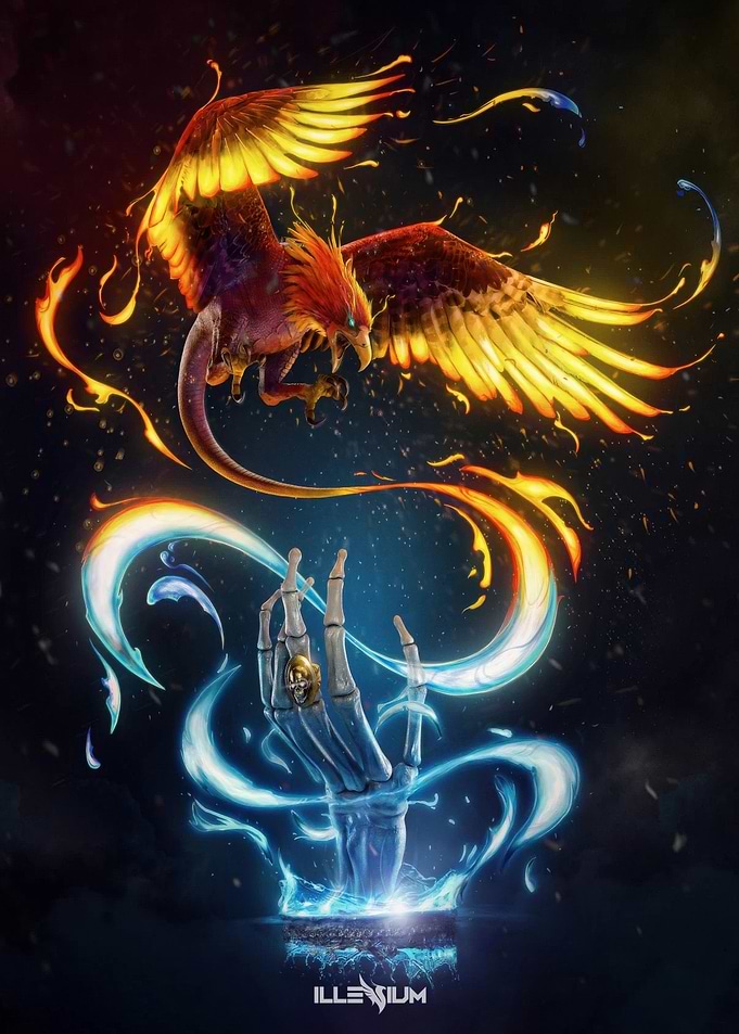 Illenium Phoenix and Skeleton Hand Art
