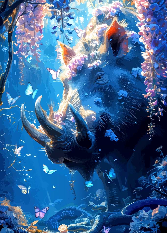 Enchanted Wild Boar in Forest