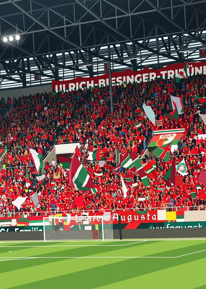 FC Augsburg Stadium Fan Crowd Illustration