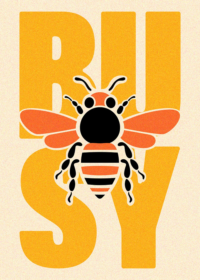 Busy Bee Retro Typography Art