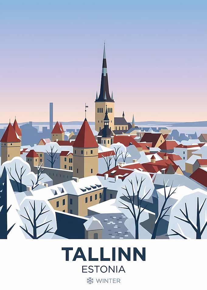 Tallinn Estonia Winter Travel Poster