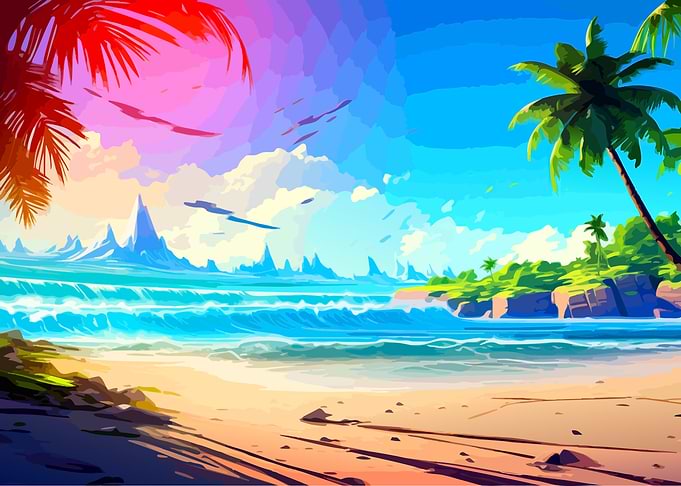 Vibrant Tropical Beach Paradise Landscape