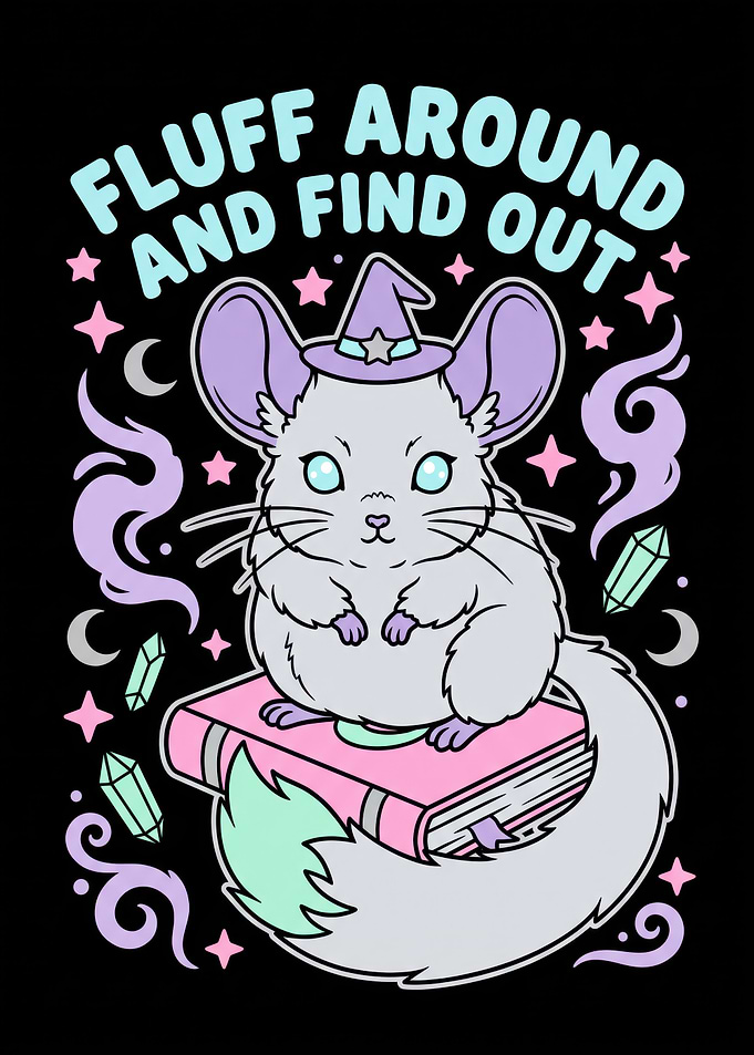 Cute Witch Chinchilla Magic Illustration