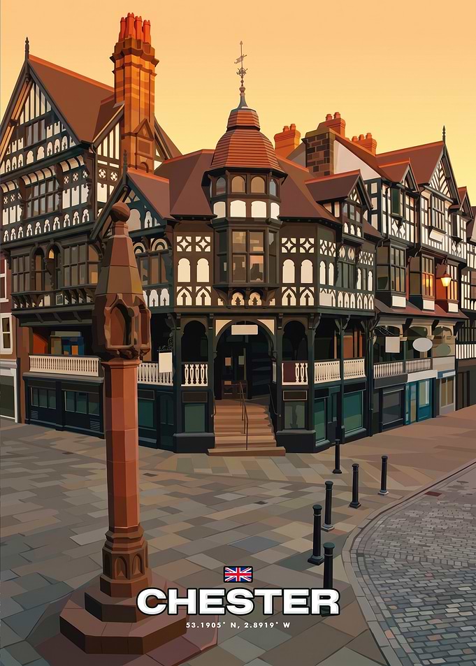 Chester Cityscape Travel Poster