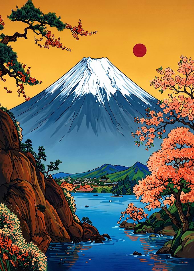 Mount Fuji and Cherry Blossoms
