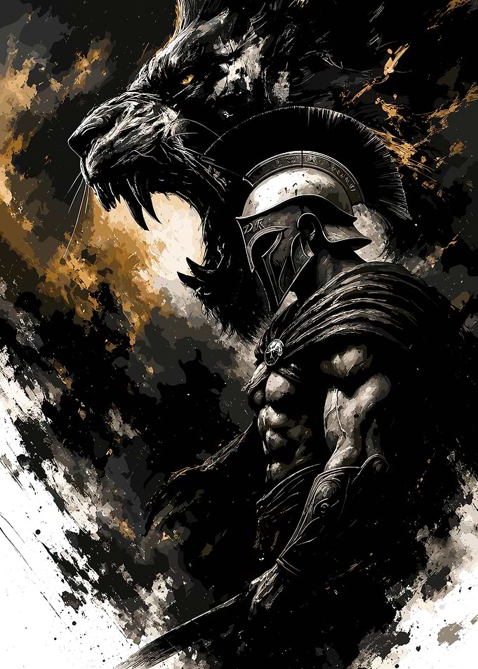 Spartan Warrior and Lion Spirit