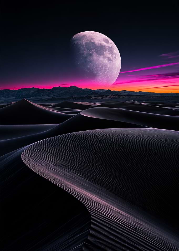 Surreal Moonlit Desert Landscape
