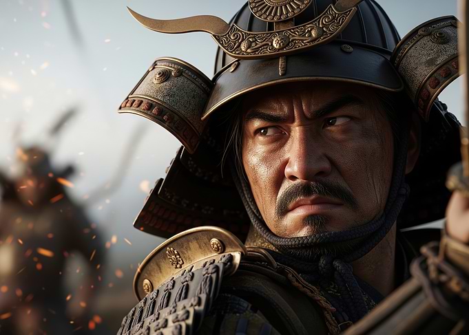 Intense Samurai Warrior in Battle