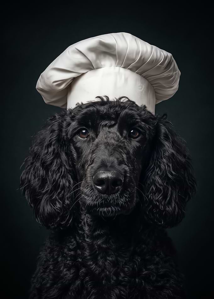 Black Poodle Wearing Chef Hat poster