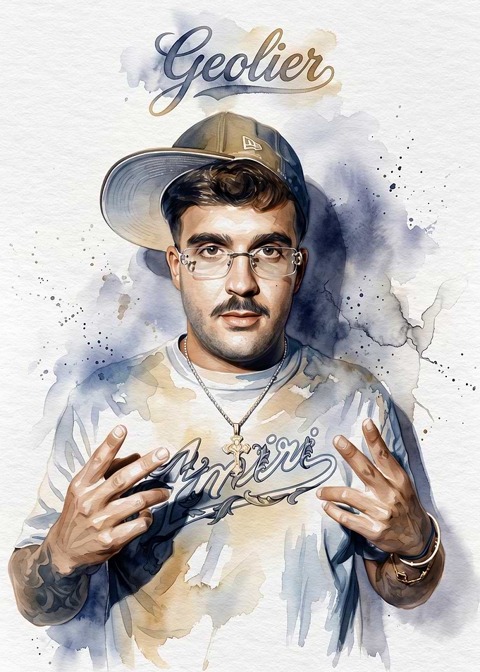 Geolier Watercolor Portrait Illustration