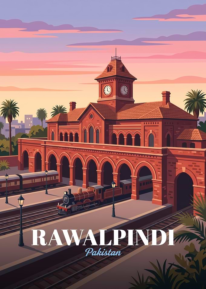 Rawalpindi Railway Station Travel Poster