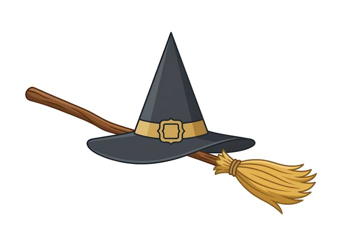 Witch Hat and Broomstick Illustration