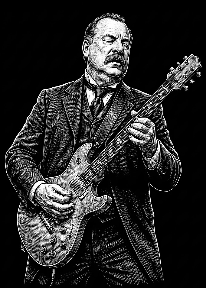 Grover Cleveland Playing Electric Guitar
