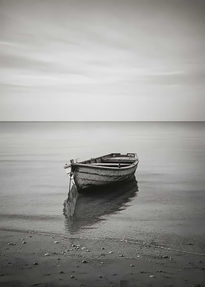 Weathered Wooden Rowboat on Shore