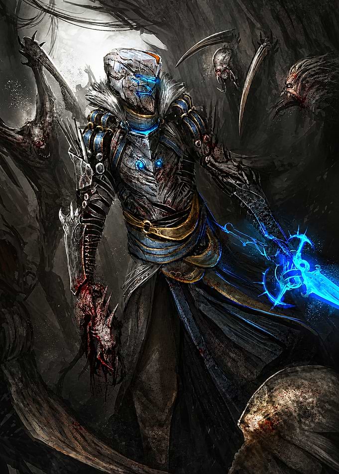 Dark Fantasy Warrior with Glowing Blade