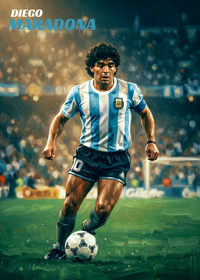Diego Maradona Argentina Soccer Poster